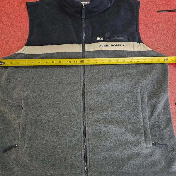 Vintage Abercrombie & Fitch Fleece Full Zip Vest L Navy Colorblock 90s Outdoor - Picture 9 of 10